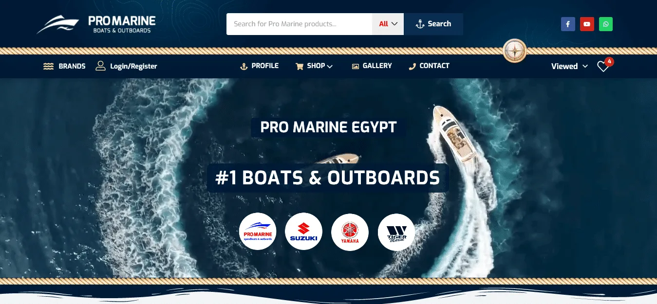 تصميم موقع مارين ملاحة بحرية Marine | تصميم متجر قوارب, يخوت Ship / Yacht | الغردقة | البحر الاحمر